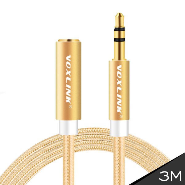 VOXLINK The new aluminum weave m to f audio cable car AUX audio cable car line 3.5MM Tyrant gold 3M