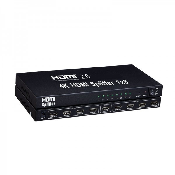 2.0 HDMI 1*8 splitter Support 3D resolution 4096*2160/60P