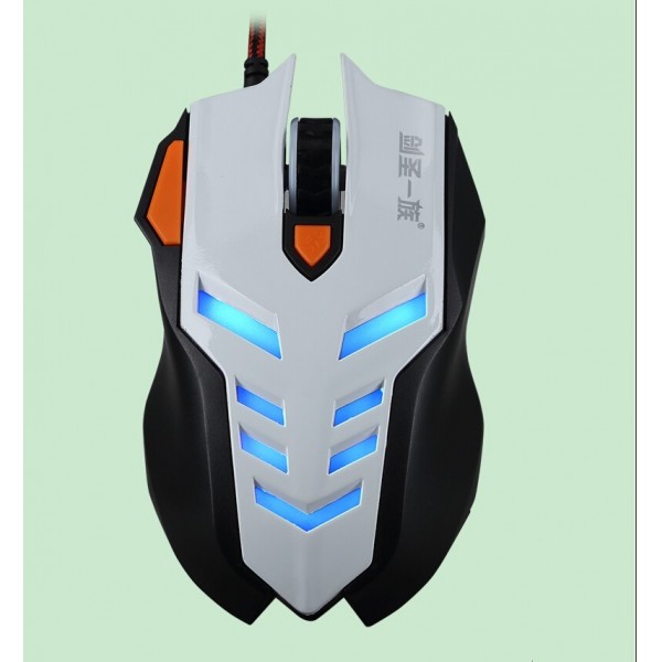 USB wired 1600DPI 5 Buttons Optical USB Gaming Mouse with colored lights,white