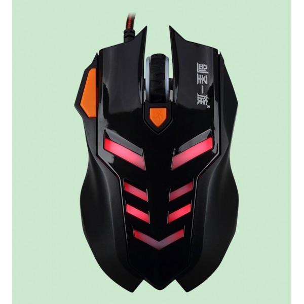 USB wired 1600DPI 5 Buttons Optical USB Gaming Multimedia Mouse with colored lights,black
