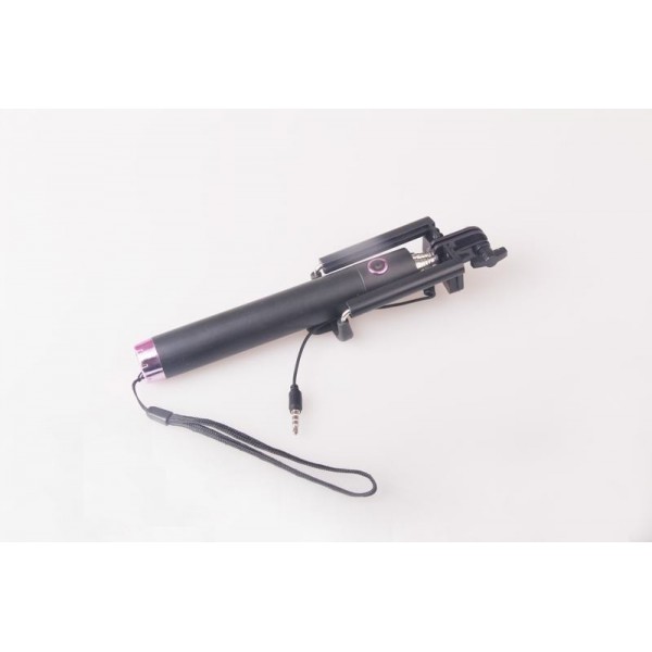 Portable Mini folding mobile phone Wired self Selfie Sticks For iphone samsung galaxy ,black