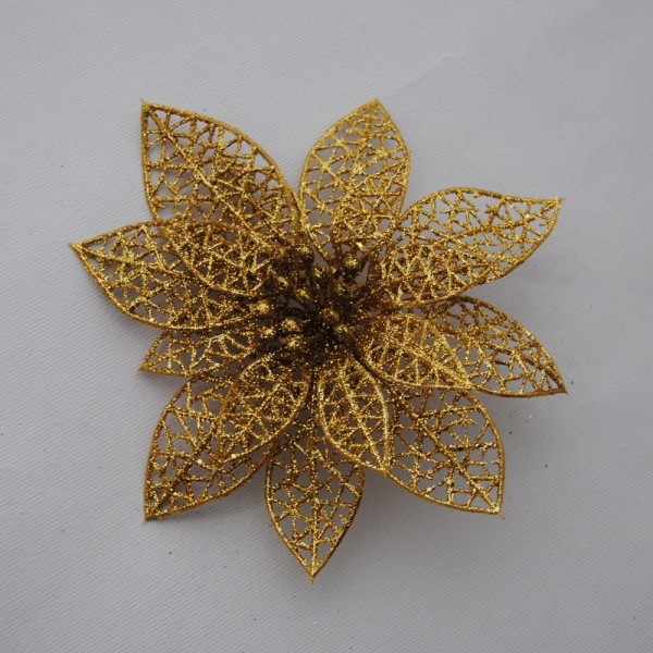 1Pcs 6 inch Christmas Flowers Xmas Tree Decorations Hollow For Wedding Party Home Decor Ornaments,gold