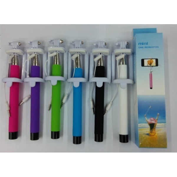 Portable Folding Handheld Monopod mobile phone Wired self Selfie Sticks For iphone samsung ,purple