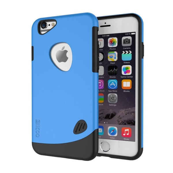 Pebble Series Dual-layer TPU Rubber Protective Skin Case Cover for iPhone 6plus,silver 